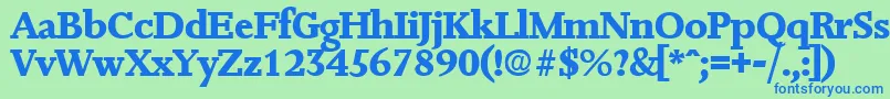 フォントJessicaExtrabold – 青い文字は緑の背景です。