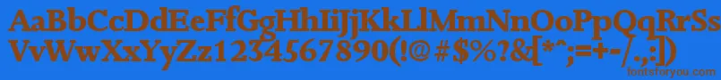 フォントJessicaExtrabold – 茶色の文字が青い背景にあります。