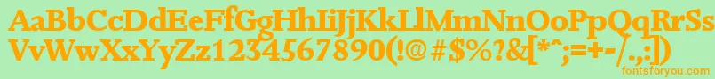 フォントJessicaExtrabold – オレンジの文字が緑の背景にあります。