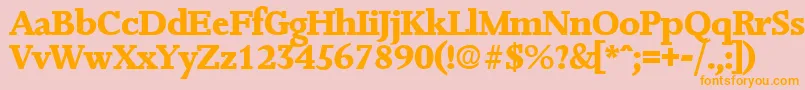 フォントJessicaExtrabold – オレンジの文字がピンクの背景にあります。