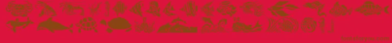 HffAquaStencil-fontti – ruskeat fontit punaisella taustalla