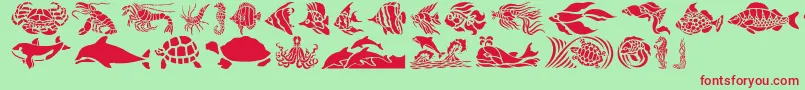 HffAquaStencil-Schriftart – Rote Schriften auf grünem Hintergrund