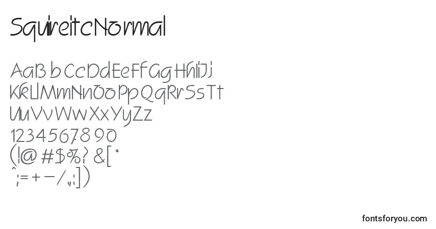 Czcionka SquireitcNormal – alfabet, cyfry, specjalne znaki