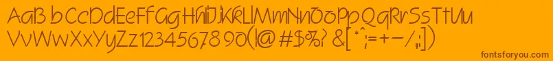 SquireitcNormal-Schriftart – Braune Schriften auf orangefarbenem Hintergrund