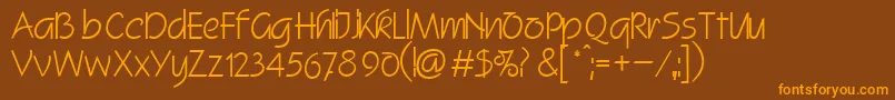 SquireitcNormal-Schriftart – Orangefarbene Schriften auf braunem Hintergrund