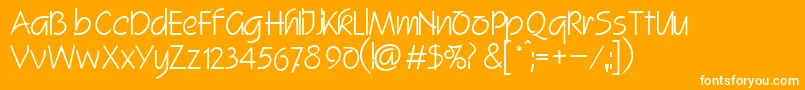 SquireitcNormal-Schriftart – Weiße Schriften auf orangefarbenem Hintergrund
