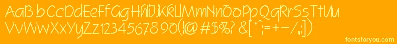 SquireitcNormal-Schriftart – Gelbe Schriften auf orangefarbenem Hintergrund
