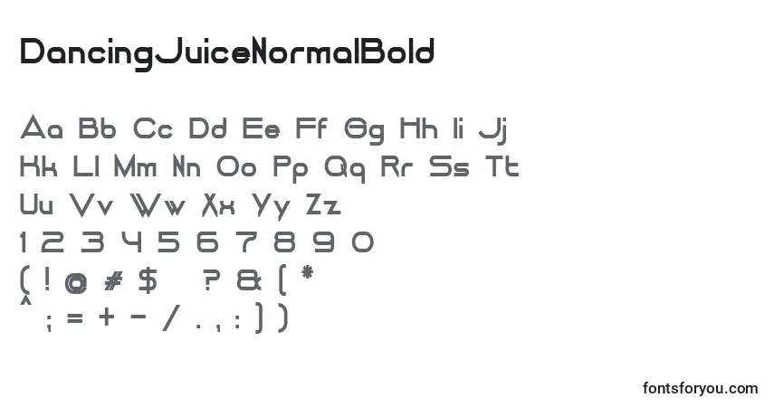 Schriftart DancingJuiceNormalBold – Alphabet, Zahlen, spezielle Symbole