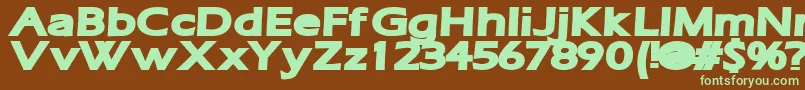 RuffianBold-fontti – vihreät fontit ruskealla taustalla