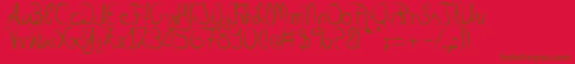 Fonte LongtimeagoDsg – fontes marrons em um fundo vermelho