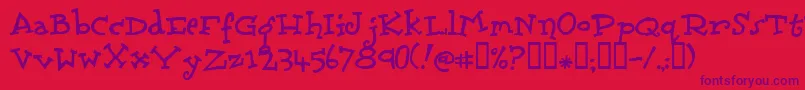 Scrubado Font – Purple Fonts on Red Background