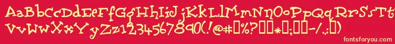 Scrubado-Schriftart – Gelbe Schriften auf rotem Hintergrund