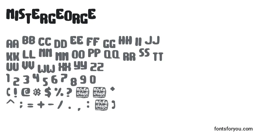 A fonte MisterGeorge – alfabeto, números, caracteres especiais