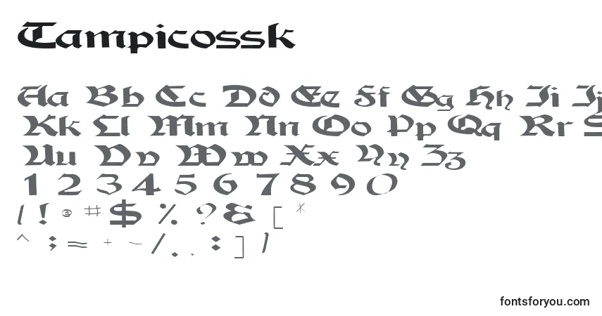 A fonte Tampicossk – alfabeto, números, caracteres especiais