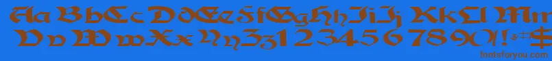 Tampicossk-Schriftart – Braune Schriften auf blauem Hintergrund