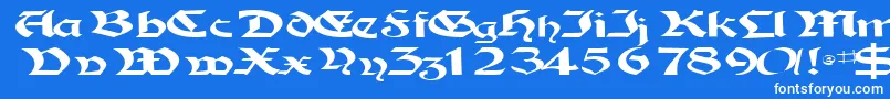 Tampicossk-Schriftart – Weiße Schriften auf blauem Hintergrund