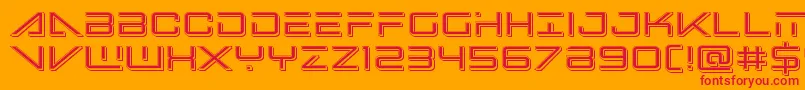 Fonte Bansheepilotpunch – fontes vermelhas em um fundo laranja