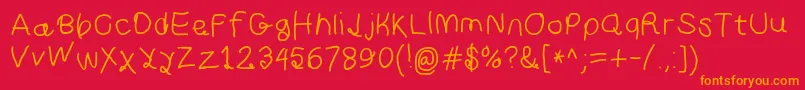 Fonte Curlykuesbd – fontes laranjas em um fundo vermelho