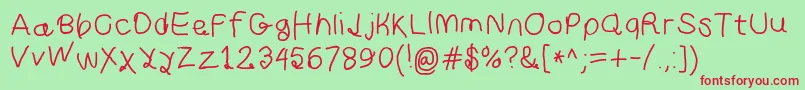 Curlykuesbd Font – Red Fonts on Green Background