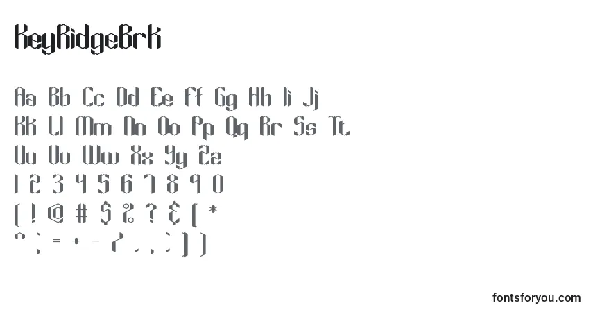 Czcionka KeyRidgeBrk – alfabet, cyfry, specjalne znaki