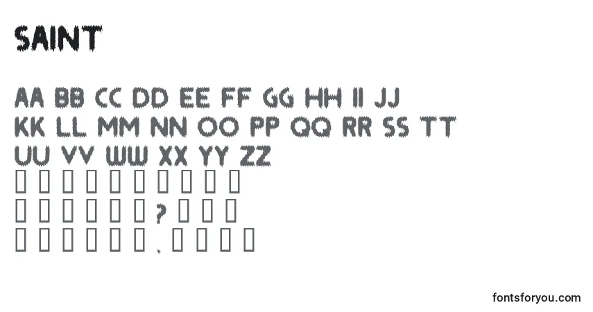 Czcionka Saint – alfabet, cyfry, specjalne znaki