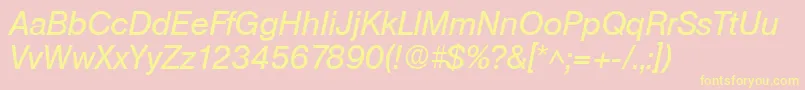 BasicSansSfItalic Font – Yellow Fonts on Pink Background