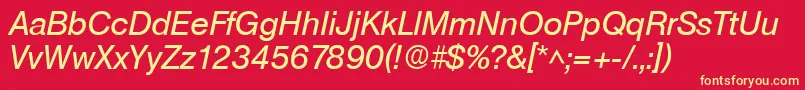 BasicSansSfItalic Font – Yellow Fonts on Red Background