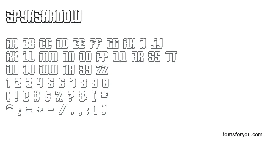 Schriftart SpyhShadow – Alphabet, Zahlen, spezielle Symbole