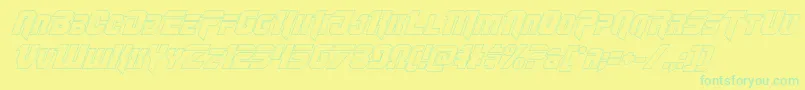Omegaforceoutital12フォントについての詳細 フォントOmegaforceoutital12 – 黄色い背景に緑の文字