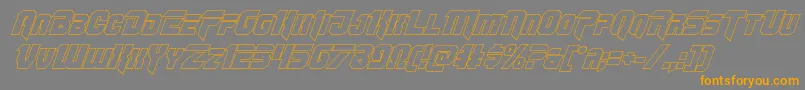 フォントOmegaforceoutital12 – オレンジの文字は灰色の背景にあります。