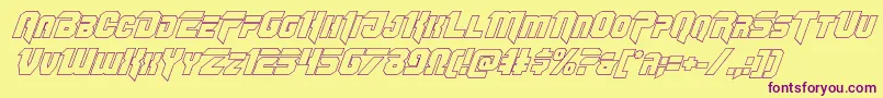 Omegaforceoutital12 Font – Purple Fonts on Yellow Background