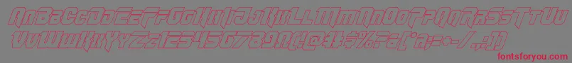フォントOmegaforceoutital12 – 赤い文字の灰色の背景