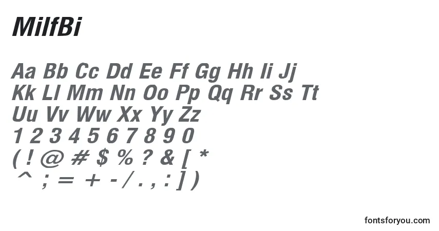 Шрифт MilfBi – алфавит, цифры, специальные символы