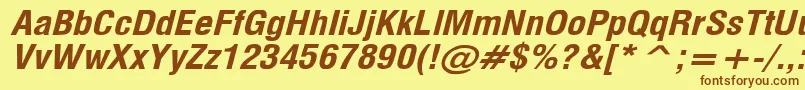 フォントMilfBi – 茶色の文字が黄色の背景にあります。