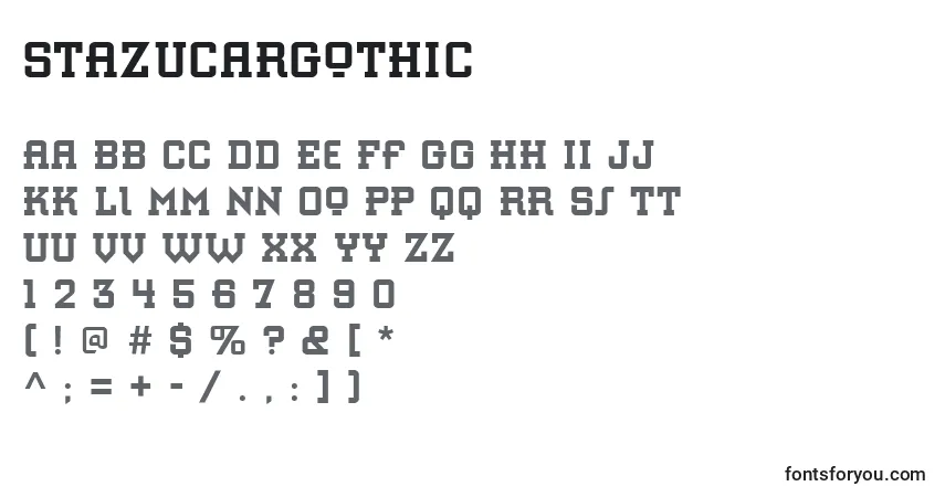 Czcionka StAzucarGothic – alfabet, cyfry, specjalne znaki