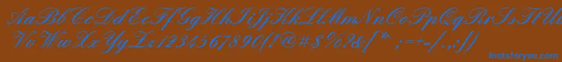 フォントQuadrillescriptblackssk – 茶色の背景に青い文字