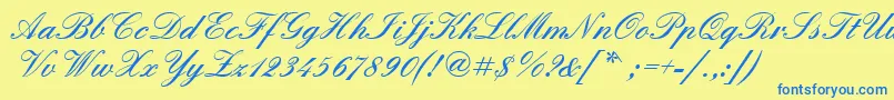 Quadrillescriptblackssk Font – Blue Fonts on Yellow Background