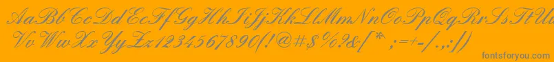 Quadrillescriptblackssk-fontti – harmaat kirjasimet oranssilla taustalla