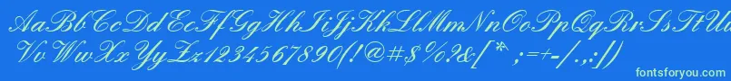 Quadrillescriptblackssk Font – Green Fonts on Blue Background