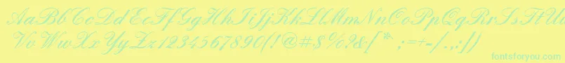 Quadrillescriptblackssk Font – Green Fonts on Yellow Background