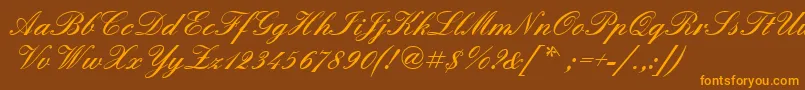 Quadrillescriptblackssk Font – Orange Fonts on Brown Background