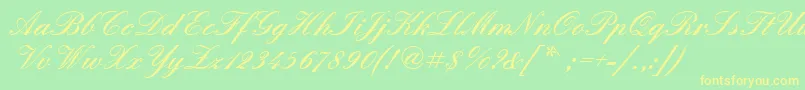 Quadrillescriptblackssk Font – Yellow Fonts on Green Background