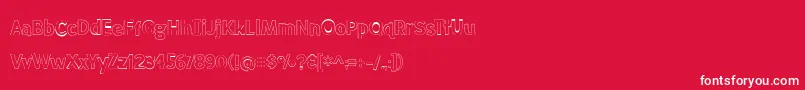 BmdMeatloafOutline-Schriftart – Weiße Schriften auf rotem Hintergrund