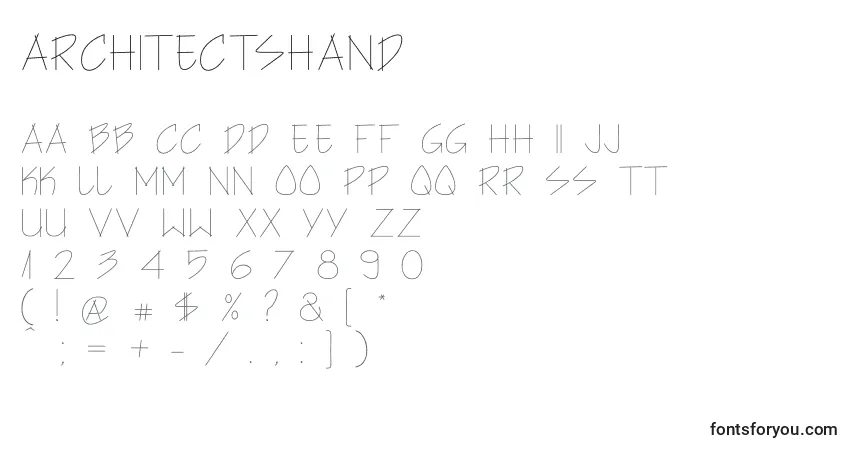 Schriftart ArchitectsHand – Alphabet, Zahlen, spezielle Symbole