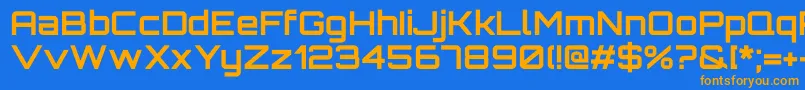 フォントOrbitronBold – オレンジ色の文字が青い背景にあります。