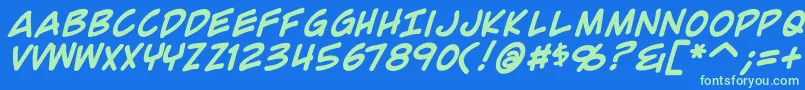 ComicGeekBold Font – Green Fonts on Blue Background