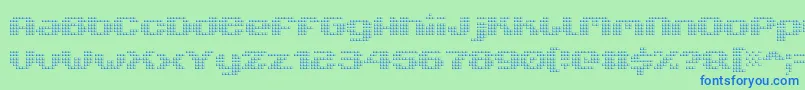V5XtenderLoin-fontti – siniset fontit vihreällä taustalla