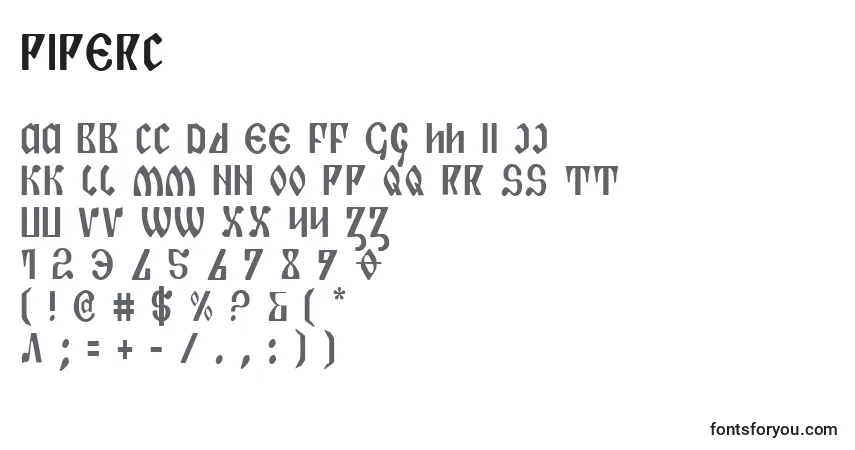 Schriftart Piperc – Alphabet, Zahlen, spezielle Symbole