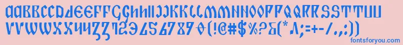 フォントPiperc – ピンクの背景に青い文字