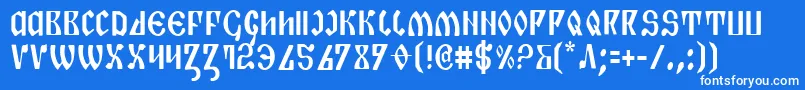 Czcionka Piperc – białe czcionki na niebieskim tle